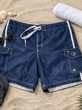 OP Dark Blue Cargo Swim Shorts Trunks  Beach XXL-XXXL